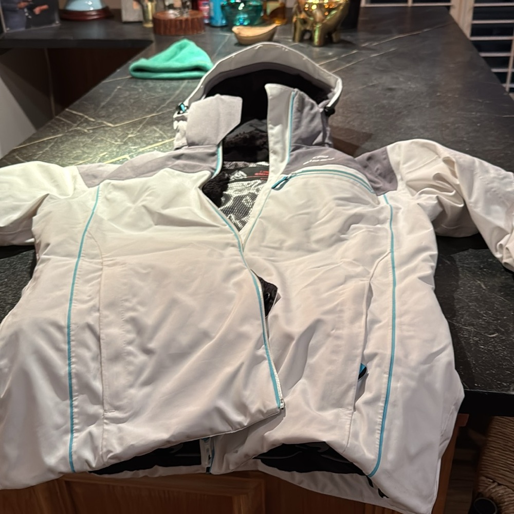 Amazing Eider white grey  ski board thermal control jacket sz 10